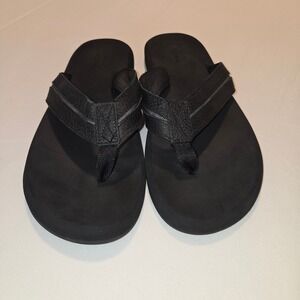 Flojos Ryder Flip Flops Mens Size 11 Black Leather Thong Sandals 151 Ryder